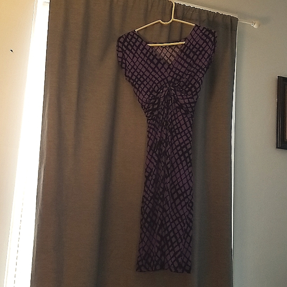 Large black/purple dress.